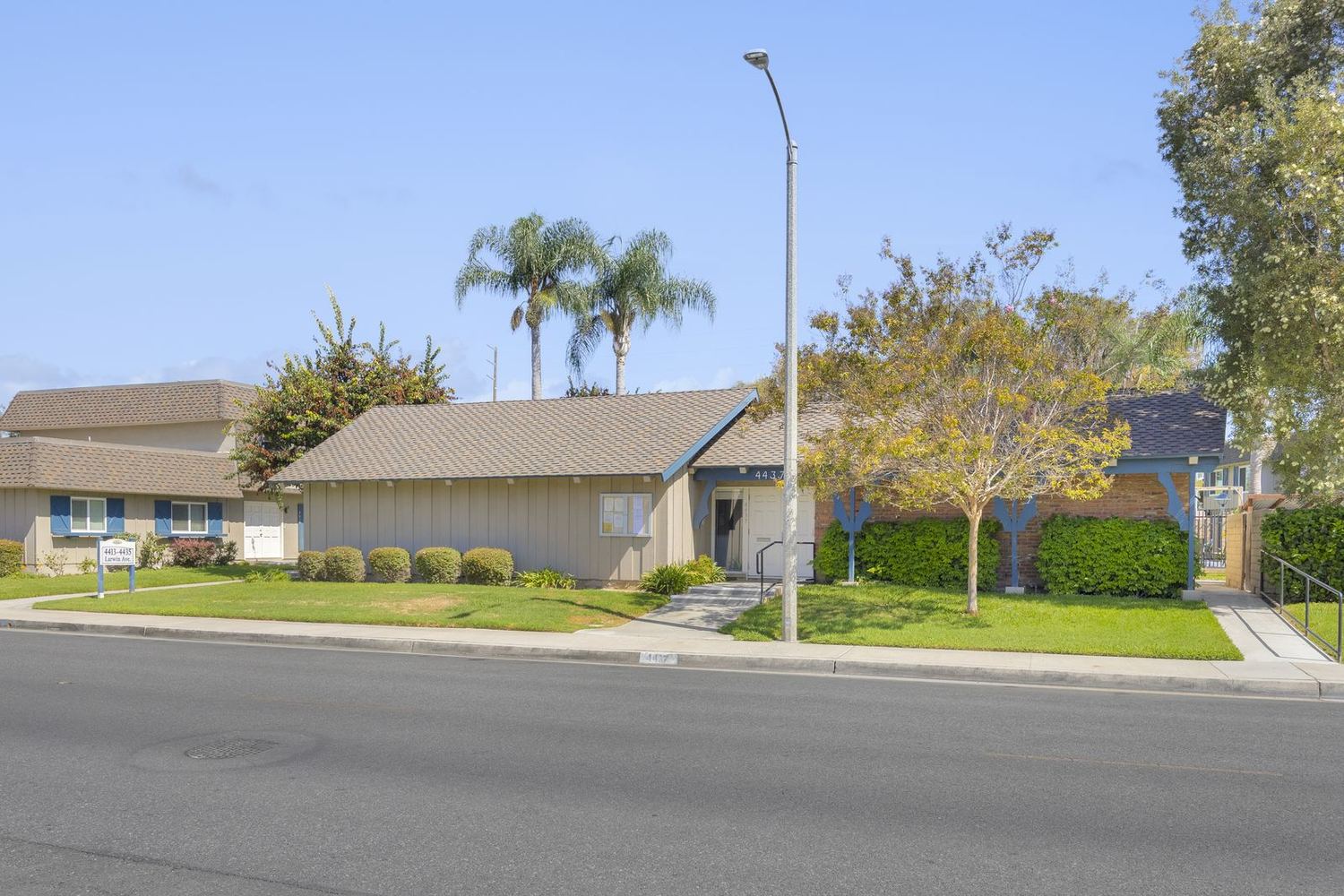 The Cypress Tanglewood Clubhouse seen from Larwin Avenue